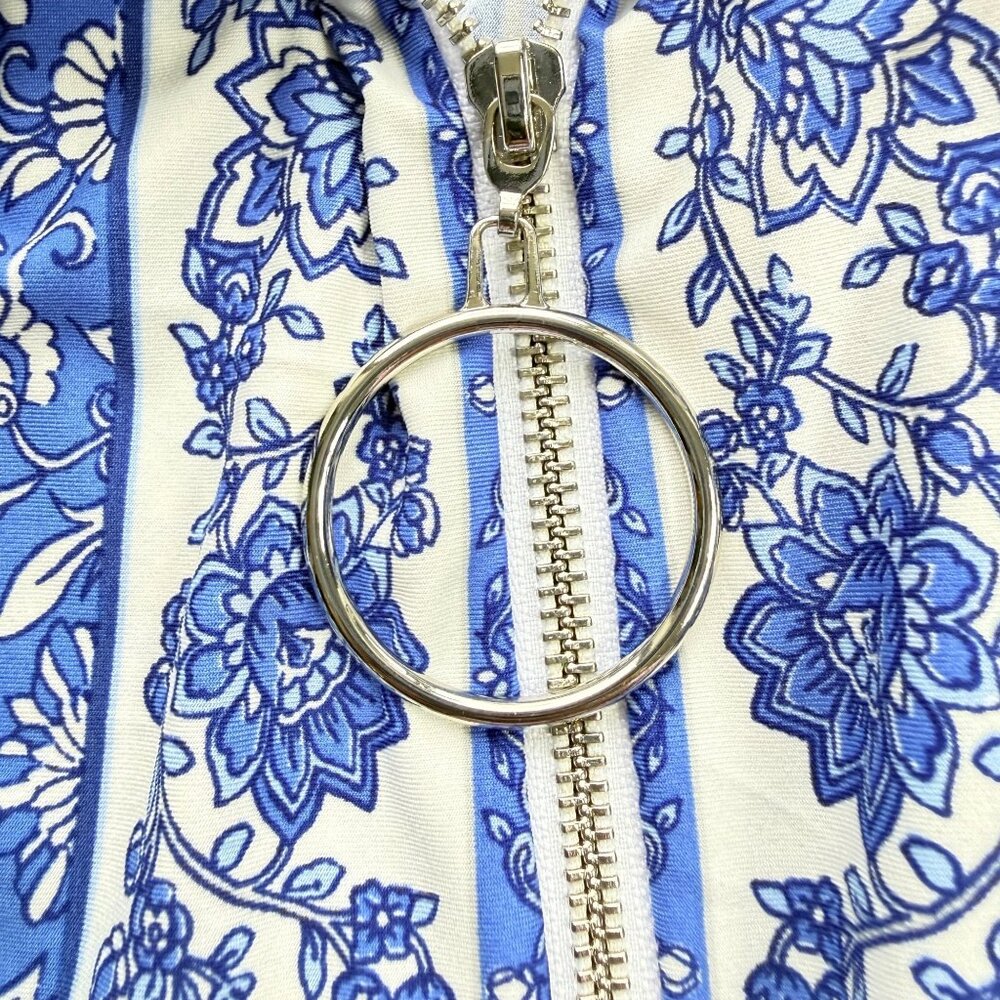MSK Dress Womens XL Blue White Floral Sleeveless Midi Polyester Belted Casual - Picture 5 of 7